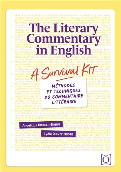 The literary commentary in English : a survival kit : méthodes et techniques du commentaire littéraire