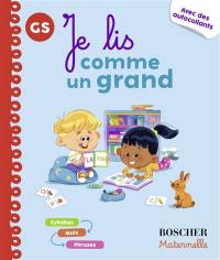 Je lis comme un grand, GS : syllabes, mots, phrases : avec des autocollants