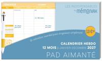 Pad aimanté calendrier hebdo : 12 mois, janvier-décembre 2027