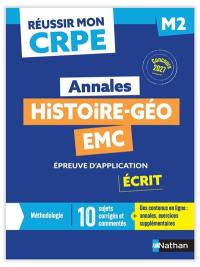Annales histoire, géo, EMC : épreuve d'application, écrit M2 : concours 2027