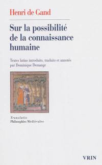 Sur la possibilité de la connaissance humaine