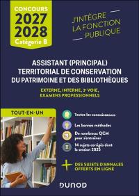 Assistant (principal) territorial de conservation du patrimoine et des bibliothèques : externe, interne, 3e voie, examens professionnels, catégorie B : tout-en-un, concours 2027