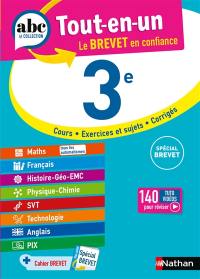 Tout-en-un 3e : cours, exercices et sujets, corrigés : spécial brevet