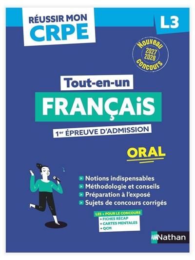 Français : 1re épreuve d'admission, oral L3 : nouveau concours 2027-2028