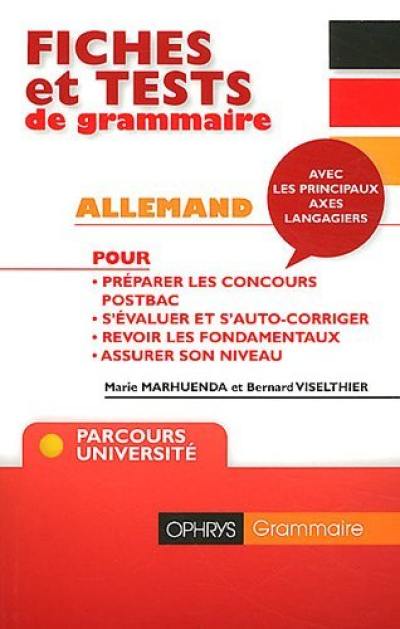 Fiches et tests de grammaire : allemand niveau B2, C1 avec corrigés