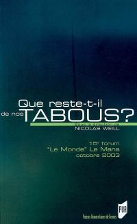 Que reste-t-il de nos tabous ?