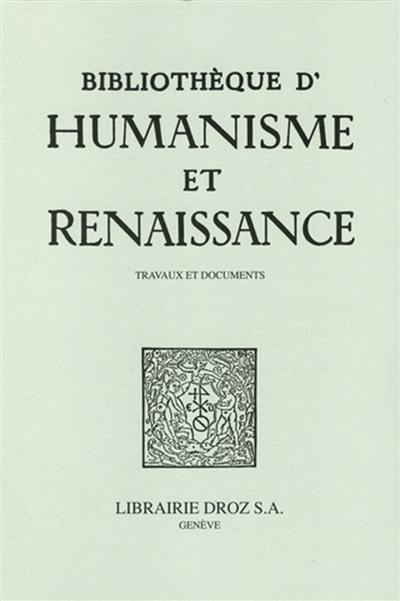 Bibliothèque d'humanisme et Renaissance, n° 87-1