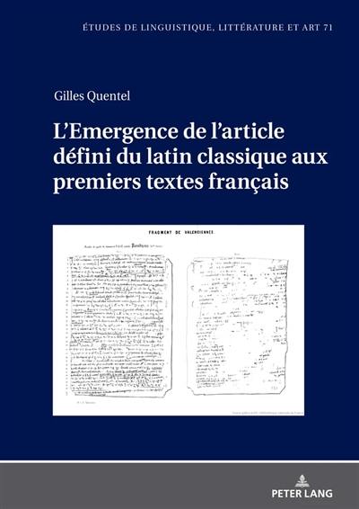 L'émergence de l'article défini du latin classique aux premiers textes français