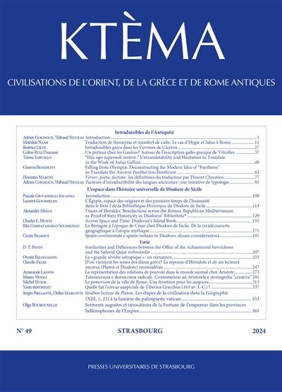Ktèma : civilisations de l'Orient, de la Grèce et de Rome antiques, n° 49. Intraduisibles de l'Antiquité Ktèma : civilisations de l'Orient, de la Grèce et de Rome antiques, n° 49. Intraduisibles de l'Antiquité