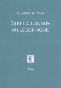 Sur la langue philosophique