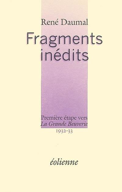 Fragments inédits, 1932-33 : première étape vers La grande beuverie