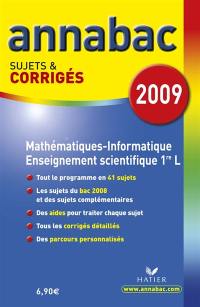 Mathématiques informatique 1re L. Enseignement scientifique 1re L