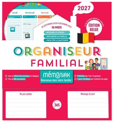 Organisateur familial 2027 : 16 mois, de septembre 2026 à décembre 2027 : le calendrier mensuel aimanté, édition belge