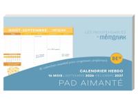 Pad aimanté calendrier hebdo : 16 mois, septembre 2026-décembre 2027