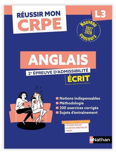 Anglais, 2e épreuve d'admissibilité : écrit L3 : nouveau concours 2027-2028