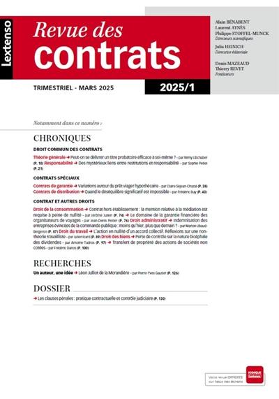 Revue des contrats, n° 1 (2025) Revue des contrats, n° 1 (2025)