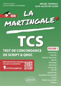 La martingale : test de concordance de script & QROC. Vol. 1. Pneumologie, cardiologie, endocrino-diabétologie, nutrition, hématologie, infectiologie, dermatologie, ORL-CMF, ophtalmologie, neurologie & neurochirurgie, gériatrie, douleurs soins palliatifs, génétique