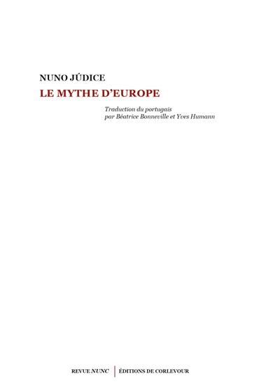 Le mythe d'Europe Le mythe d'Europe