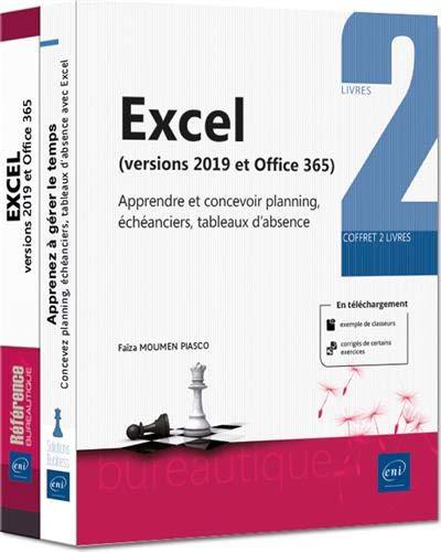 Excel 2019 : apprendre et concevoir planning, échéanciers, tableaux d'absence : coffret 2 livres Excel 2019 : apprendre et concevoir planning, échéanciers, tableaux d'absence : coffret 2 livres
