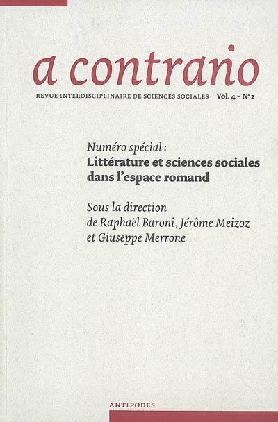A contrario, n° 4-2. Littérature et sciences sociales dans l'espace romand
