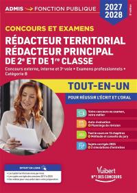 Rédacteur territorial, rédacteur principal de 2e classe : concours externe, interne et 3e voie, catégorie B : tout-en-un, 2027-2028