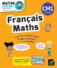 Français, maths CM1, 9-10 ans : cahier de soutien avec des vidéos, leçons et exercices corrigés : nouveau programme