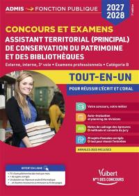 Assistant territorial (principal) de conservation du patrimoine et des bibliothèques : concours externe, interne, 3e voie, examens professionnels, catégorie B : tout-en-un 2027-2028