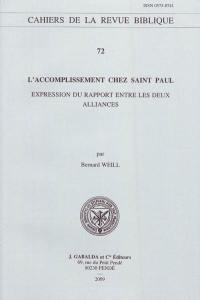 L'accomplissement chez Saint Paul : expression du rapport entre les deux alliances