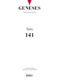 Genèses, n° 141. Varia
