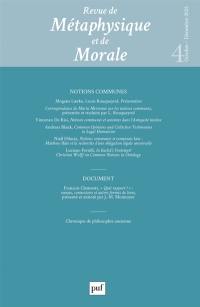 Revue de métaphysique et de morale, n° 4 (2025). Notions communes