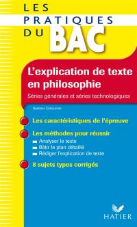 L'explication de texte en philosophie : séries générales et séries technologiques