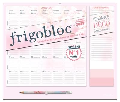 Frigobloc Mensuel 2027 Tendance déco Rose : Calendrier organiseur familial (de janv. à déc. 2027)