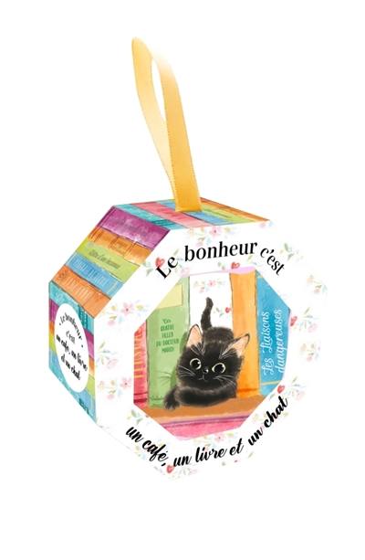 Le bonheur c'est un café, un livre et un chat : coupelle