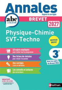 Physique chimie, SVT, techno 3e : nouveau brevet 2027